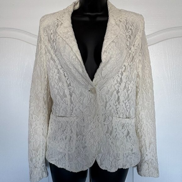 Forever 21 Cream lace blazer - Sz Lrg - Picture 1 of 3